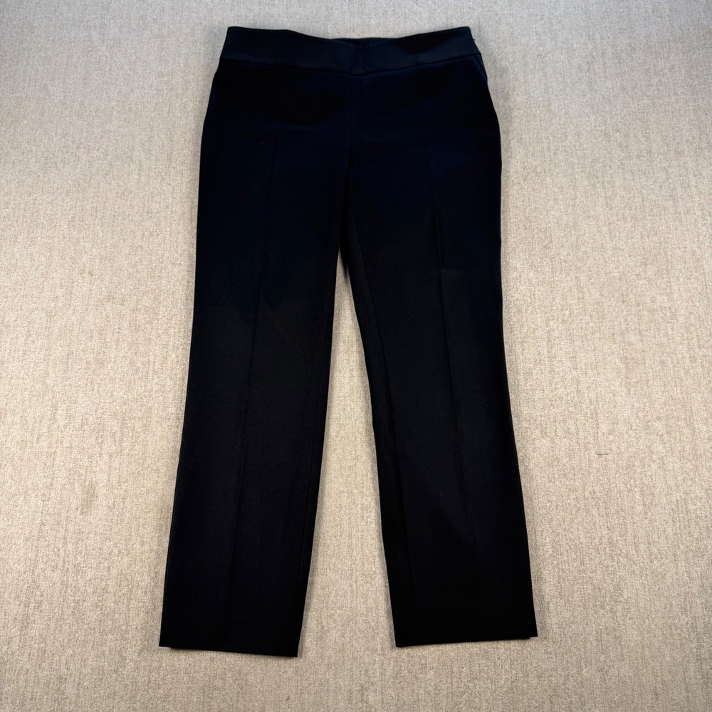 LOFT Marisa Dress Pants Women 4 Black Side Zip Stretch Straight Leg Trousers